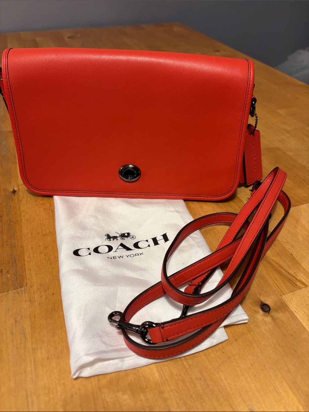 Coach Coral Leather Turnlock Crossbody Bag - Picture 8 of 14